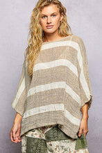 Load image into Gallery viewer, POL Striped Linen Blend Top in Mocha Multi
