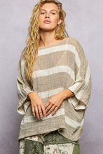 Load image into Gallery viewer, POL Striped Linen Blend Top in Mocha Multi
