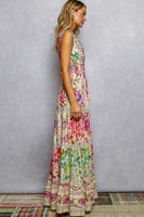 POL Smocked Floral Maxi Dress in Cream Multi