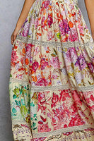 POL Smocked Floral Maxi Dress in Cream Multi