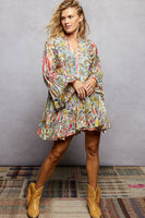 POL Mixed Floral Print High Low Dress in Cream Multi ON ORDER