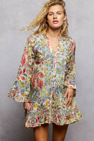 POL Mixed Floral Print High Low Dress in Cream Multi ON ORDER