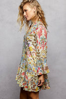 POL Mixed Floral Print High Low Dress in Cream Multi ON ORDER