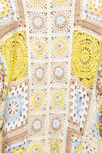 Load image into Gallery viewer, POL Open Front Crochet Granny Square Cardigan in Yellow Multi
