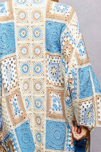 Load image into Gallery viewer, POL Open Front Crochet Granny Square Cardigan in Blue Multi
