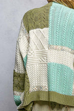 Load image into Gallery viewer, POL Patchwork Oversized Sweater Cardigan in Mint / Olive
