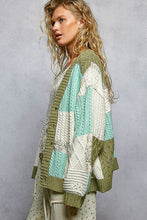 Load image into Gallery viewer, POL Patchwork Oversized Sweater Cardigan in Mint / Olive
