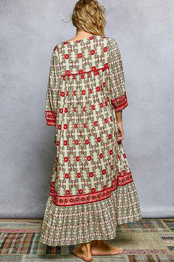 POL Printed Maxi Dress in Cream Multi
