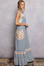 Load image into Gallery viewer, POL Striped Ruffle Wide Leg Overalls in Blue Stripe
