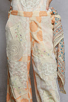 POL Striped Floral Print and Patchwork Details Overalls in Orange Stripe