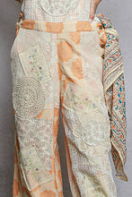 Load image into Gallery viewer, POL Striped Floral Print and Patchwork Details Overalls in Orange Stripe
