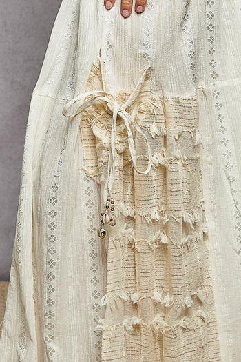 POL Mixed Fabric and Textured Pants in Natural ON ORDER