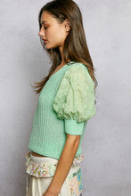 Load image into Gallery viewer, POL Beaded Puff Sleeve Sweater in Mint
