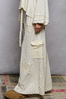 POL Floral Gauze Patch Pants in Cream