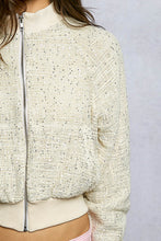 Load image into Gallery viewer, POL CROPPED Woven Textured Jacket with Sequin Details in Natural
