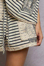 Load image into Gallery viewer, POL Navy Stripe Shorts with Crochet Details in Navy Multi
