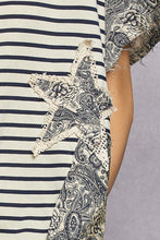 Load image into Gallery viewer, POL Navy Stripe Shorts with Crochet Details in Navy Multi
