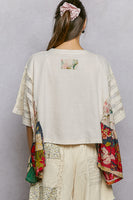 POL Poncho Style Top with Floral Print and Embroidery Details in Cream
