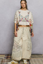 Load image into Gallery viewer, POL Poncho Style Top with Floral Print and Embroidery Details in Cream
