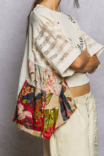 Load image into Gallery viewer, POL Poncho Style Top with Floral Print and Embroidery Details in Cream
