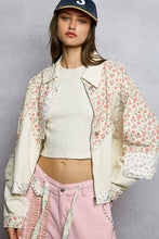 Load image into Gallery viewer, POL Mixed Print and Crochet Detailed Jacket in Oatmeal Multi
