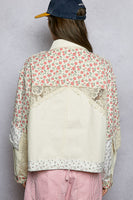 POL Mixed Print and Crochet Detailed Jacket in Oatmeal Multi