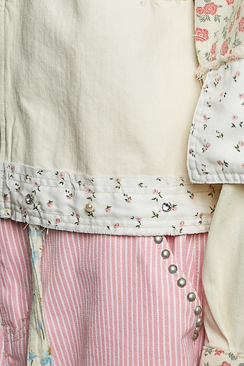 POL Mixed Print and Crochet Detailed Jacket in Oatmeal Multi