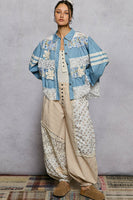POL A-Line Denim Jacket with Mixed Details in Light Denim