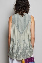 Load image into Gallery viewer, POL Washed Embroidered Pintuck Tank in Sage
