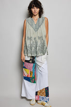 Load image into Gallery viewer, POL Washed Embroidered Pintuck Tank in Sage
