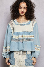 Load image into Gallery viewer, POL Square Neck Top in Denim Multi
