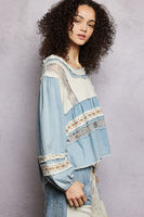 POL Square Neck Top in Denim Multi