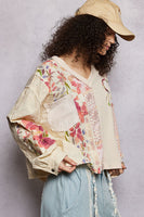 POL Floral Printed Patchwork Top in Almond ON ORDER