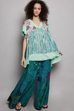 Load image into Gallery viewer, POL Oversized Mixed Print Babydoll Top in Lime Cream
