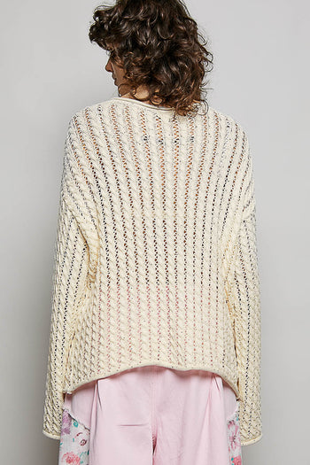 POL Lightweight Thin Knit Sweater in Natural