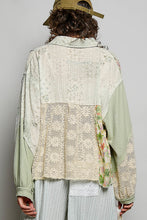 Load image into Gallery viewer, POL Patterned Patchwork and Crochet Detail Top in Mint Multi
