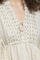 POL Fringe and Tassel Embroidered Mini Flare Dress in Natural ON ORDER