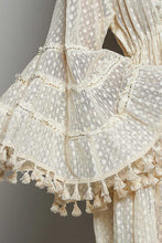 Load image into Gallery viewer, POL Fringe and Tassel Embroidered Mini Flare Dress in Natural ON ORDER
