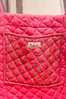 POL Quilted Floral Tote Bag in Pink/Yellow Multi