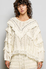 Load image into Gallery viewer, POL Ruffle Detailed Mixed Lace Top in Natural
