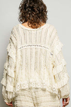 Load image into Gallery viewer, POL Ruffle Detailed Mixed Lace Top in Natural
