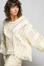 Load image into Gallery viewer, POL Ruffle Detailed Mixed Lace Top in Natural
