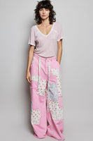 POL Wide Leg Patched Pants in Pink Multi