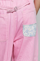 POL Wide Leg Patched Pants in Pink Multi