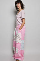POL Wide Leg Patched Pants in Pink Multi