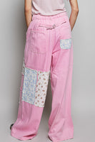 POL Wide Leg Patched Pants in Pink Multi