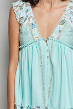 Load image into Gallery viewer, POL V Neck Sleeveless Thermal Top with Contrasting Detail in Aqua
