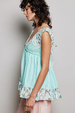 Load image into Gallery viewer, POL V Neck Sleeveless Thermal Top with Contrasting Detail in Aqua
