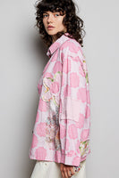 POL Woven Mixed Floral Detailed Top in Pink