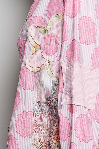 POL Woven Mixed Floral Detailed Top in Pink